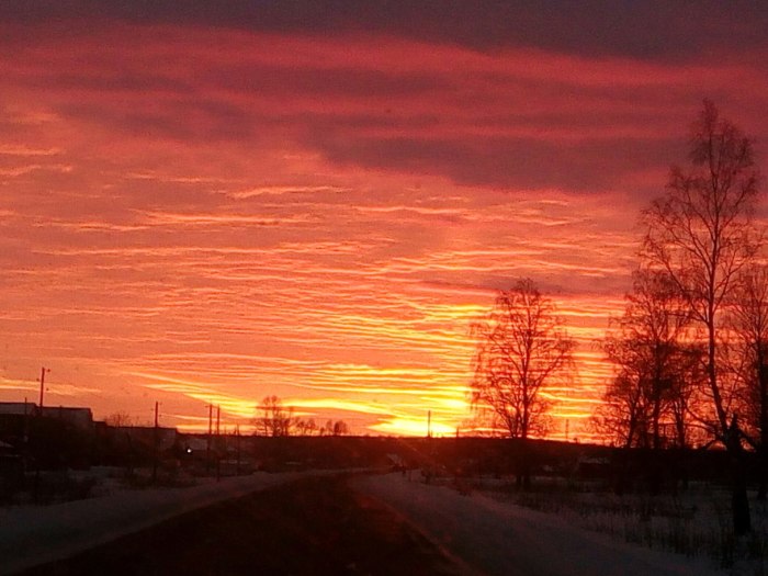 Зимний закат в деревне