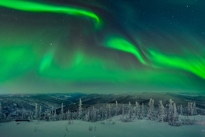 Северное сияние в тайге
