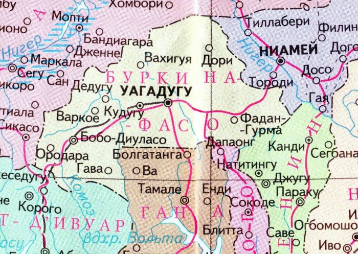 Буркина-Фасо на карте мира