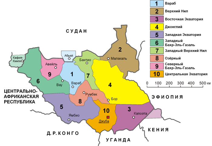 Географическое положение Южного Судана