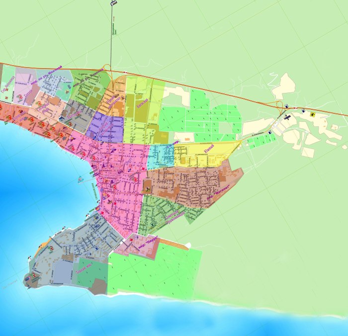 Карта Геленджика районы города Геленджик