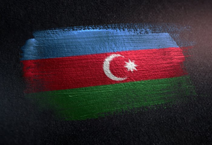 Карта Азербайджана с флагом