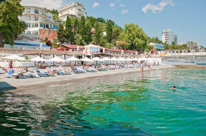 Приморский пляж и набережная Ялта