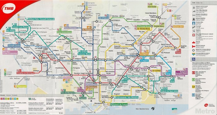 Схема метро Барселоны 2021