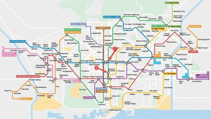 Схема метро Барселоны 2021