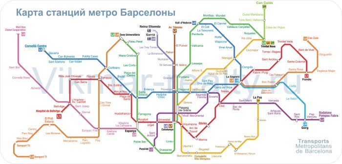 Схема метро Барселоны
