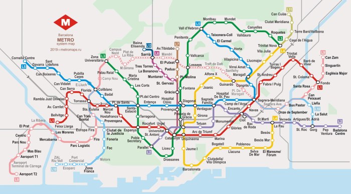 Схема метро Барселоны 2021