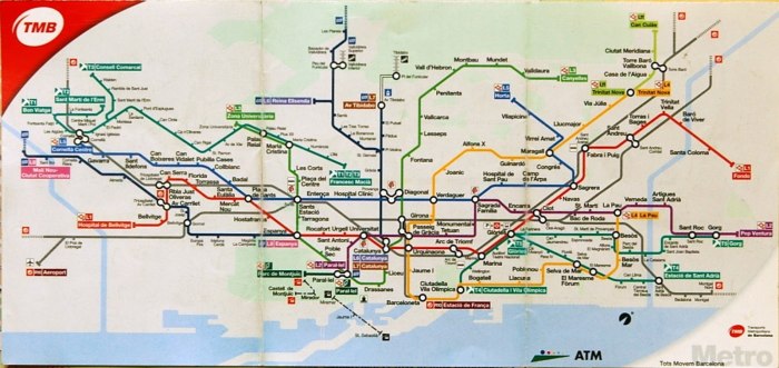 Карта метро Барселоны 2022