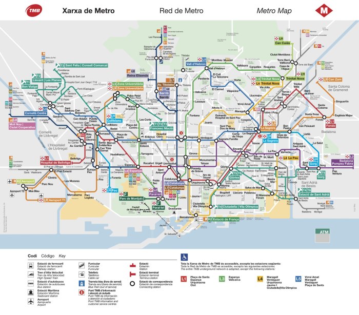 Схема метро Барселоны 2021