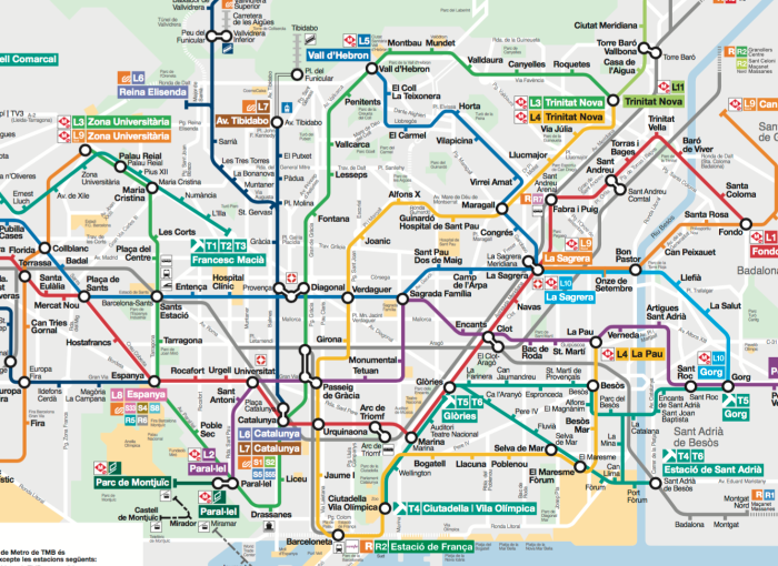 Карта метро Барселоны