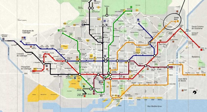 Схема метро Барселоны 2021