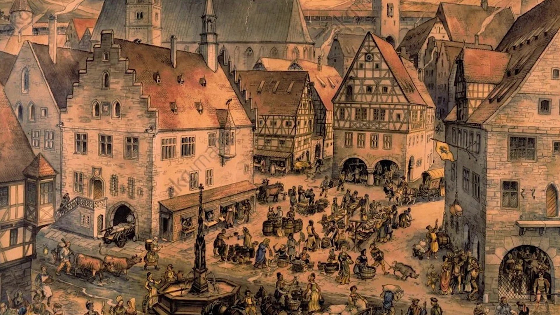 В европе а именно в. Средневековая Франция (v—XIV ВВ.). Рыночная площадь средневекового города. Европа 13 век города.