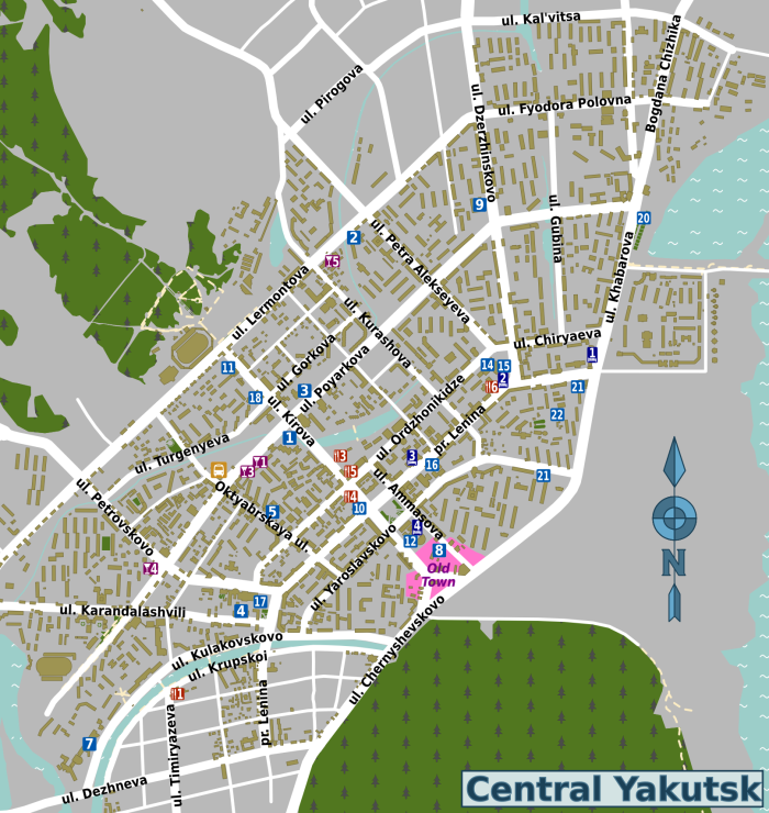 Карта города Якутска в хорошем качестве