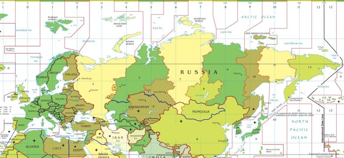 Карта часовых поясов Евразии